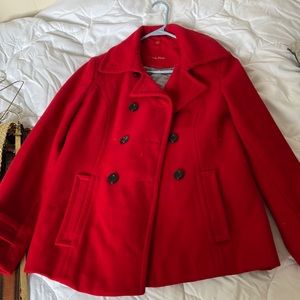 Red pea coat